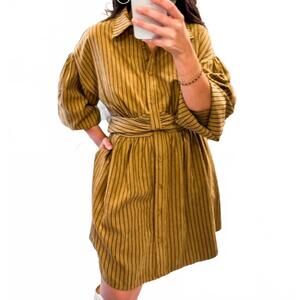 NEW SUNDAY EDITION women's queue me in striped mini dress in brown striped